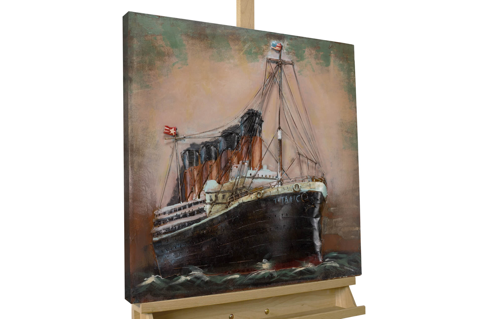 Deko Garten Schön Metal Painting Ship Ahoy 24x24x2 Inches