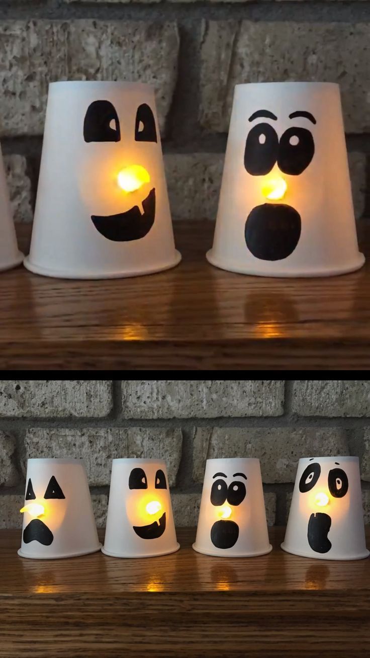 Deko Halloween Party Schön Incre­ble Taza De Papel Ghost Craft Para Ni±os Smiling
