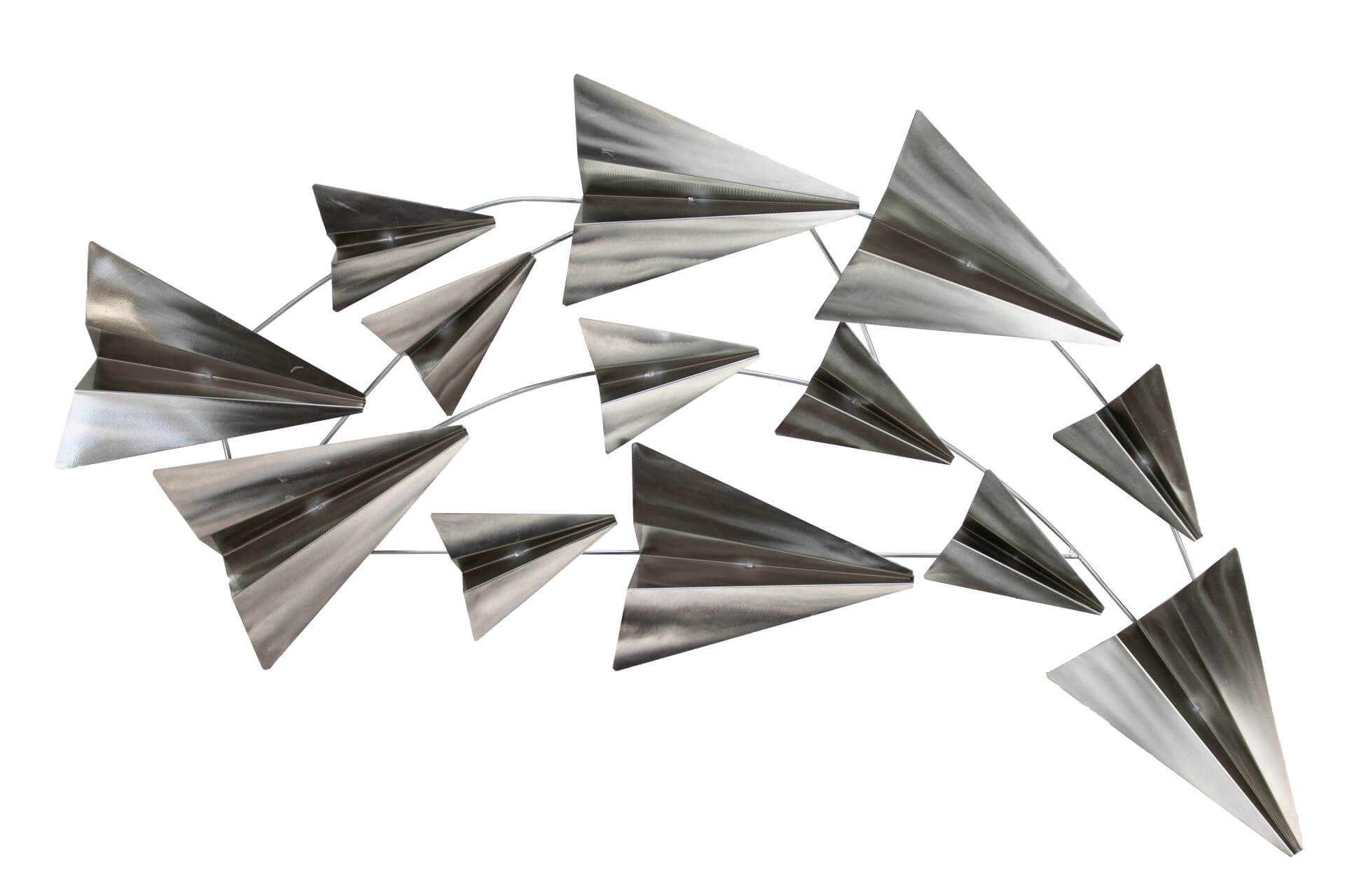 KL papierflugzeuge silber wanddeko metall wandskulptur wandbilder aus metall 01