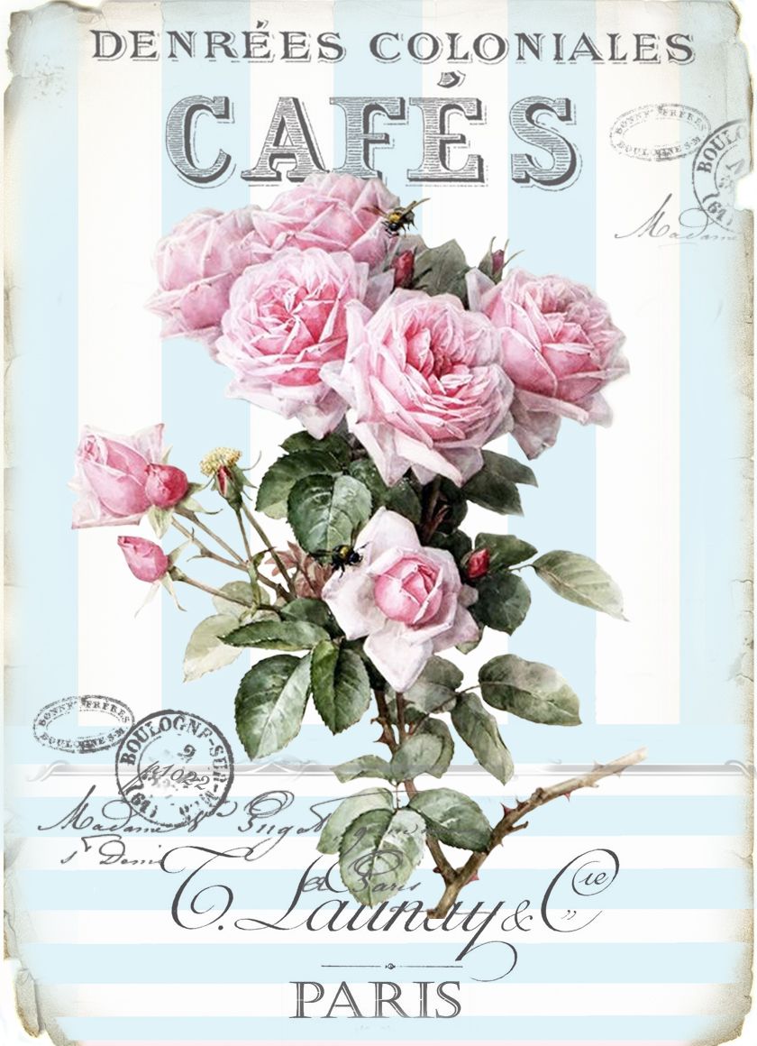 Deko Vintage Garten Frisch Vintage Cafe Blue Roses Digital Collage P1022 Free