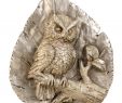 Dekofigur Garten Elegant Modern Sculpture Decorative Panel with Owl Made Of Ceramic In Silver Gold Height 34 5 Cm Width 28