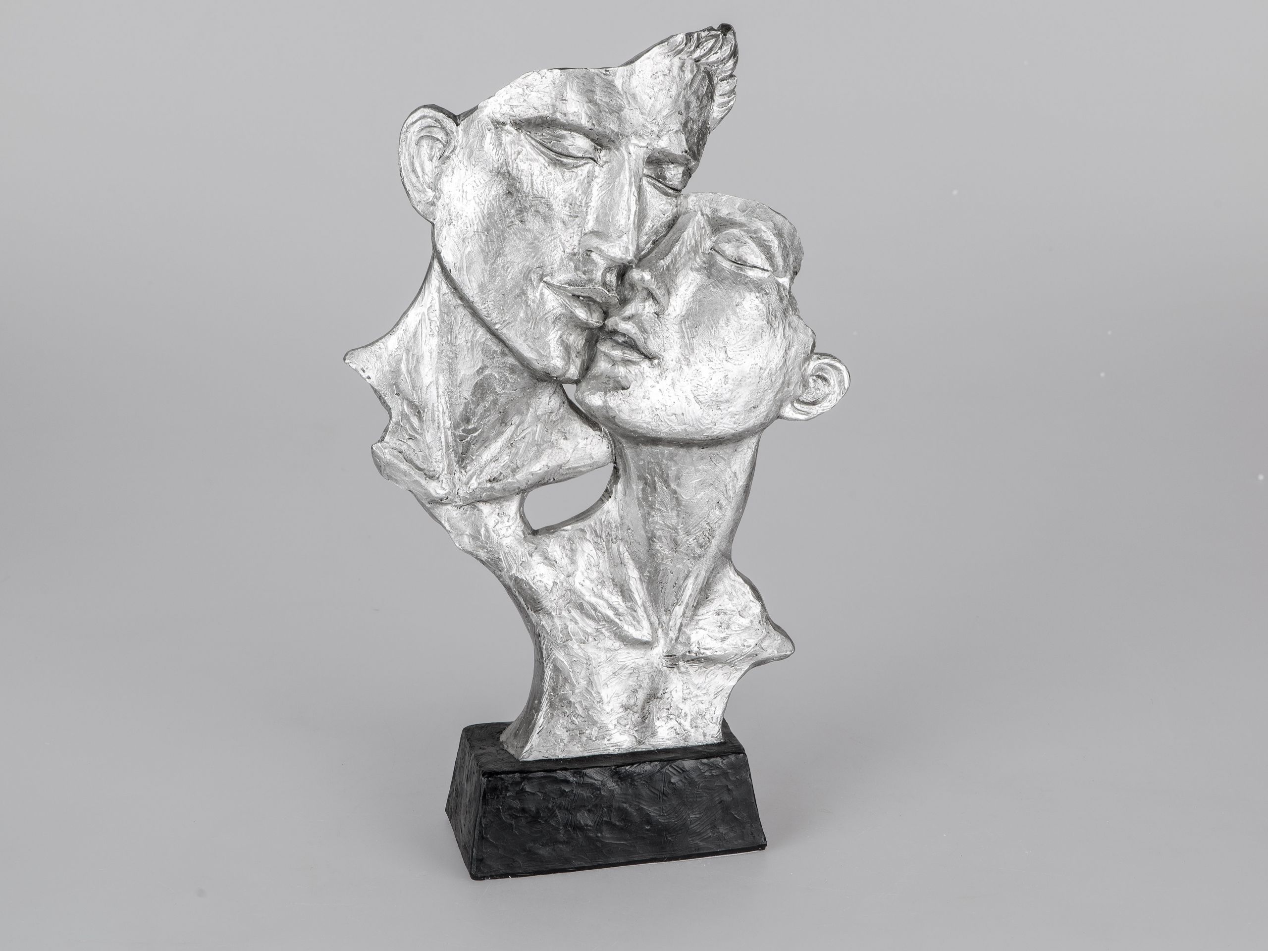 Dekofigur Garten Frisch Exclusive Decoration Bust Sculpture Couple Kissing Ceramic In Black Silver Height 40 Cm