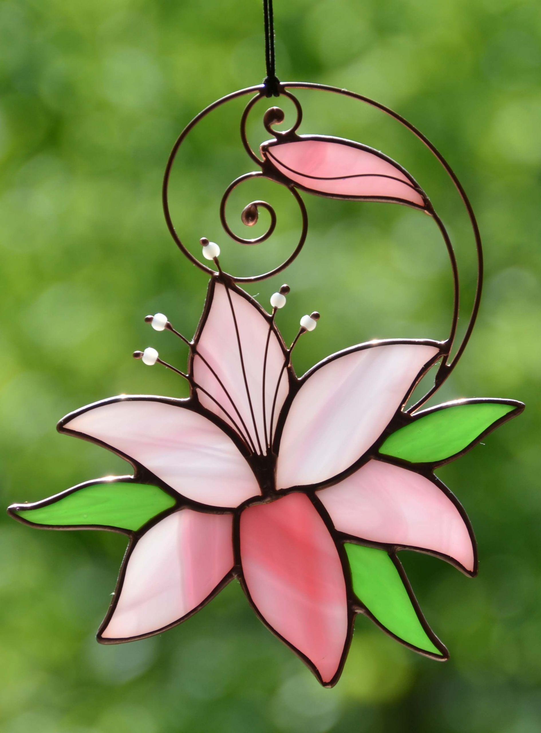 Dekoration Garten Einzigartig Stained Glass Flower Decor Lily Suncatcher Hanging Window