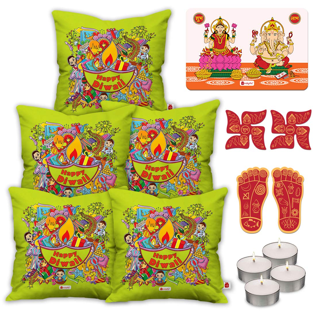 Dekoration Online Einzigartig Buy Indi Ts Diwali Decoration Items Set Of 5 Green Cushion