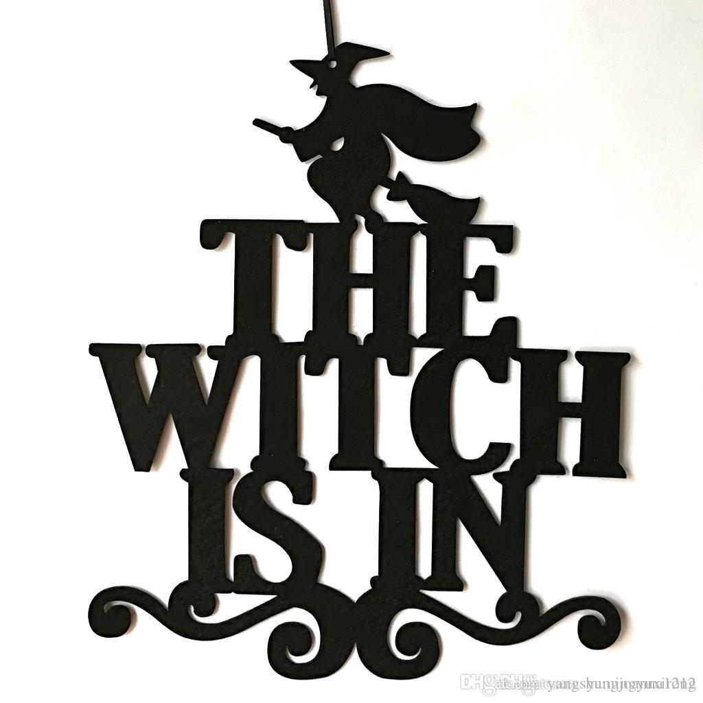 Dekoration Online Elegant Non Woven Halloween Door Hangers and Wall Horror ornaments Decorations Party Home Decoration the Witch is In ornaments