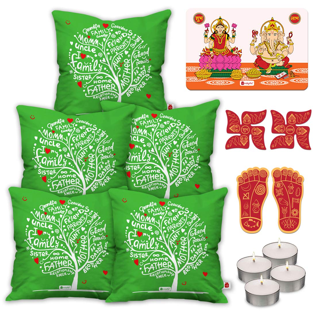 Dekoration Online Frisch Buy Indi Ts Diwali Decoration Items Set Of 5 Green Cushion