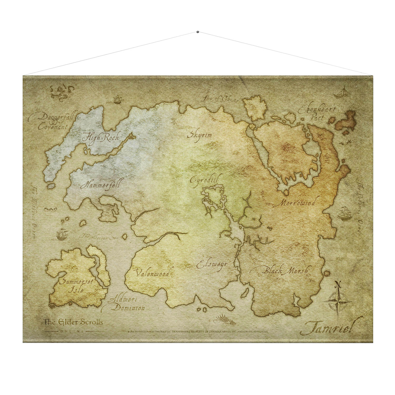 Dekoration Online Luxus the Elder Scrolls Line Wallscroll Map