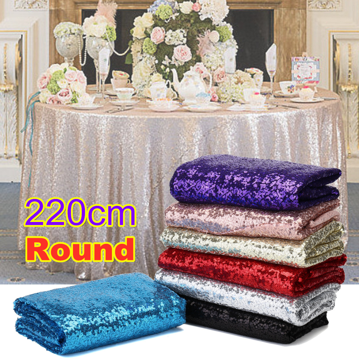 Dekoration Party Genial Details About Round Sparkle Sequin Tablecloth Cover Wedding Party Banquet Decoration 220cm