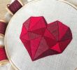 Do It Yourself Frisch Polygon Heart Embroidery Pattern Gift for Her Lovely