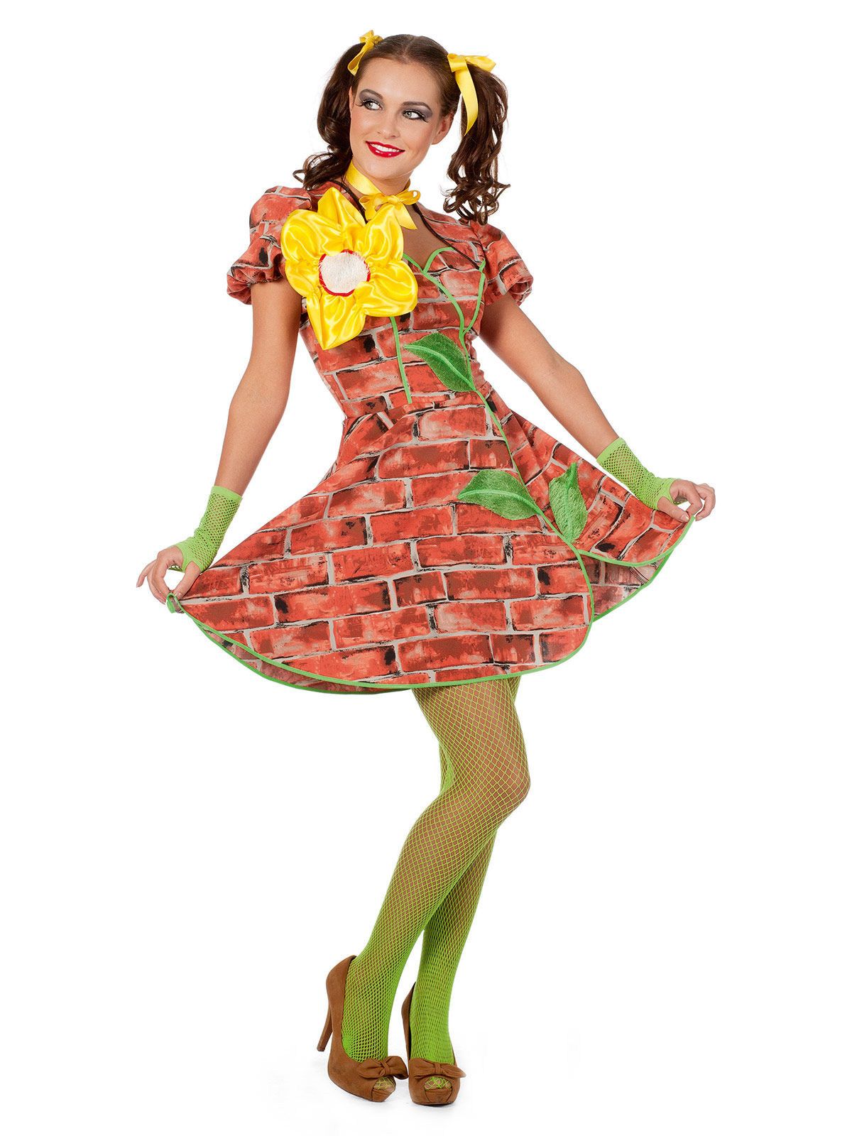 FaschingskostÃ¼me Damen GÃ¼nstig Inspirierend Dieses Mauerblümchen Damenkostüm Rotbraun Gelb Grün Aus