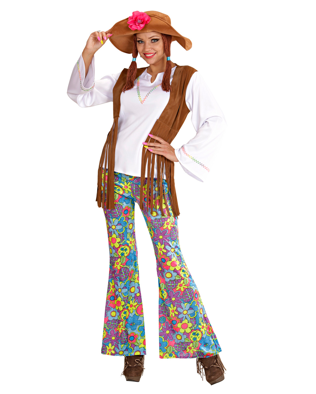 FaschingskostÃ¼me Frauen Schön Hippie Frauen Kostüm Gr Xl Woodstock Kostüm Blumenkinder