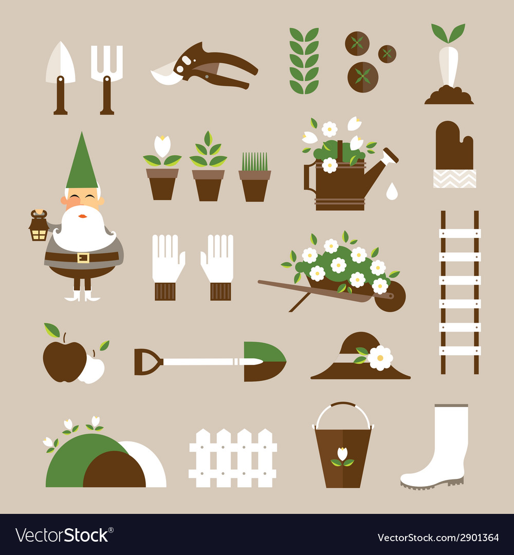garden icons vector