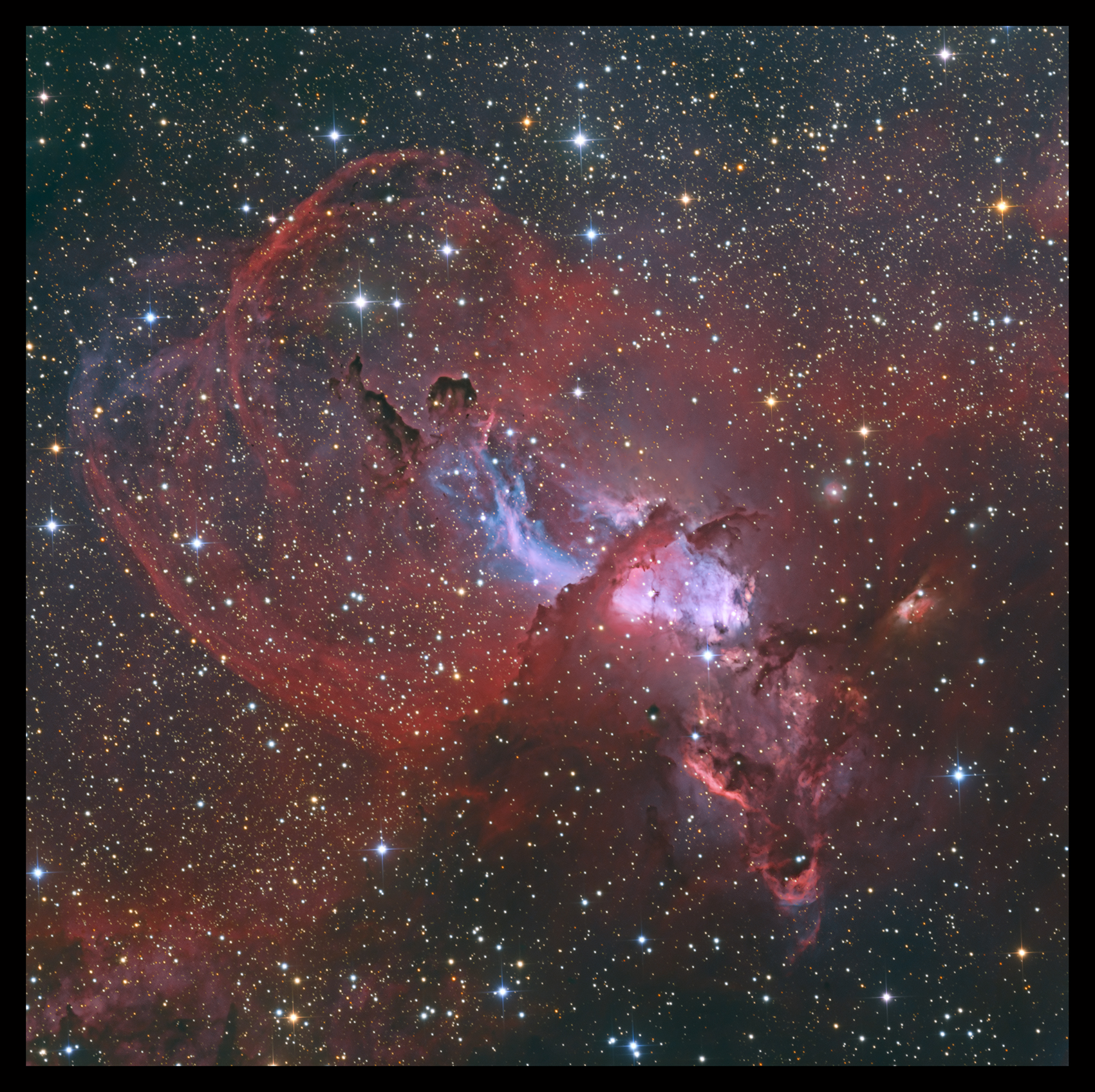 NGC3576 LRGB Ha OIII layers v02
