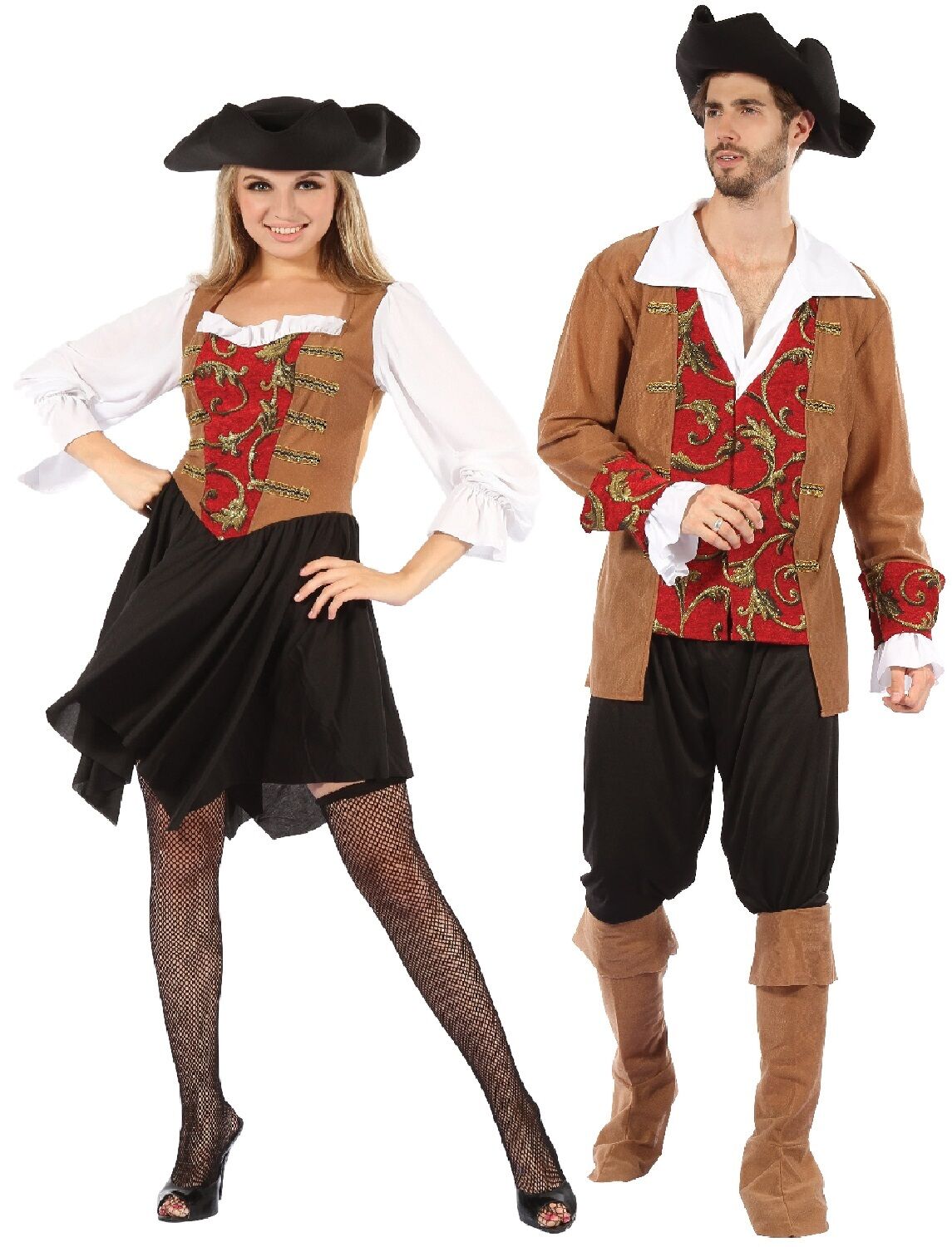 GÃ¼nstige KostÃ¼me Damen Neu Paar Damen Und Herren Rot Schick Pirat Halloween Kostüm