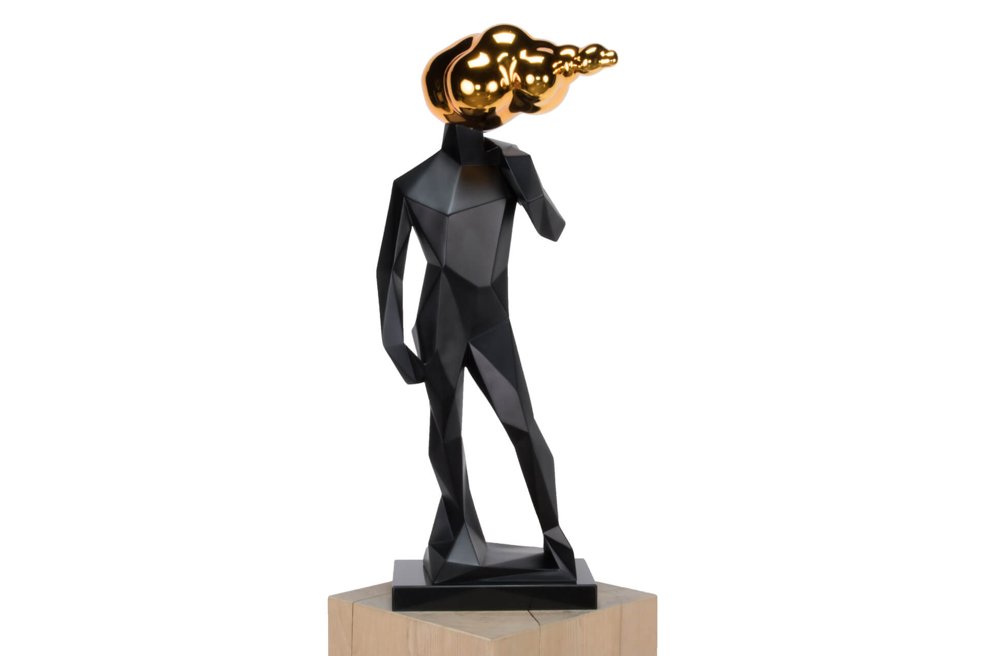 KL figur schwarz gold deko kunststein skulptur plastik figur modern 01