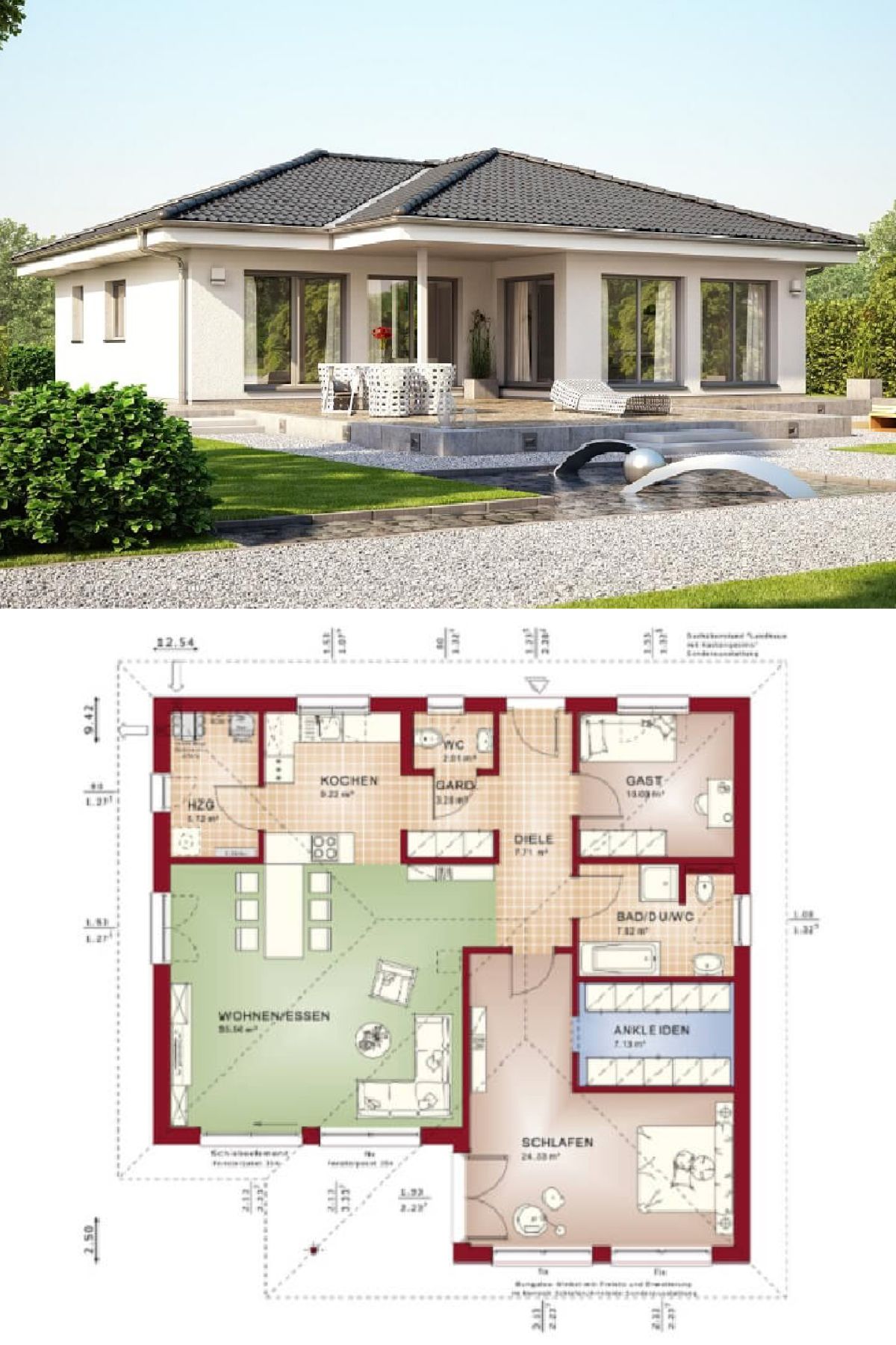 Garten Ideen Modern Luxus Bungalow Haus Mit Walmdach Architektur & Terrasse