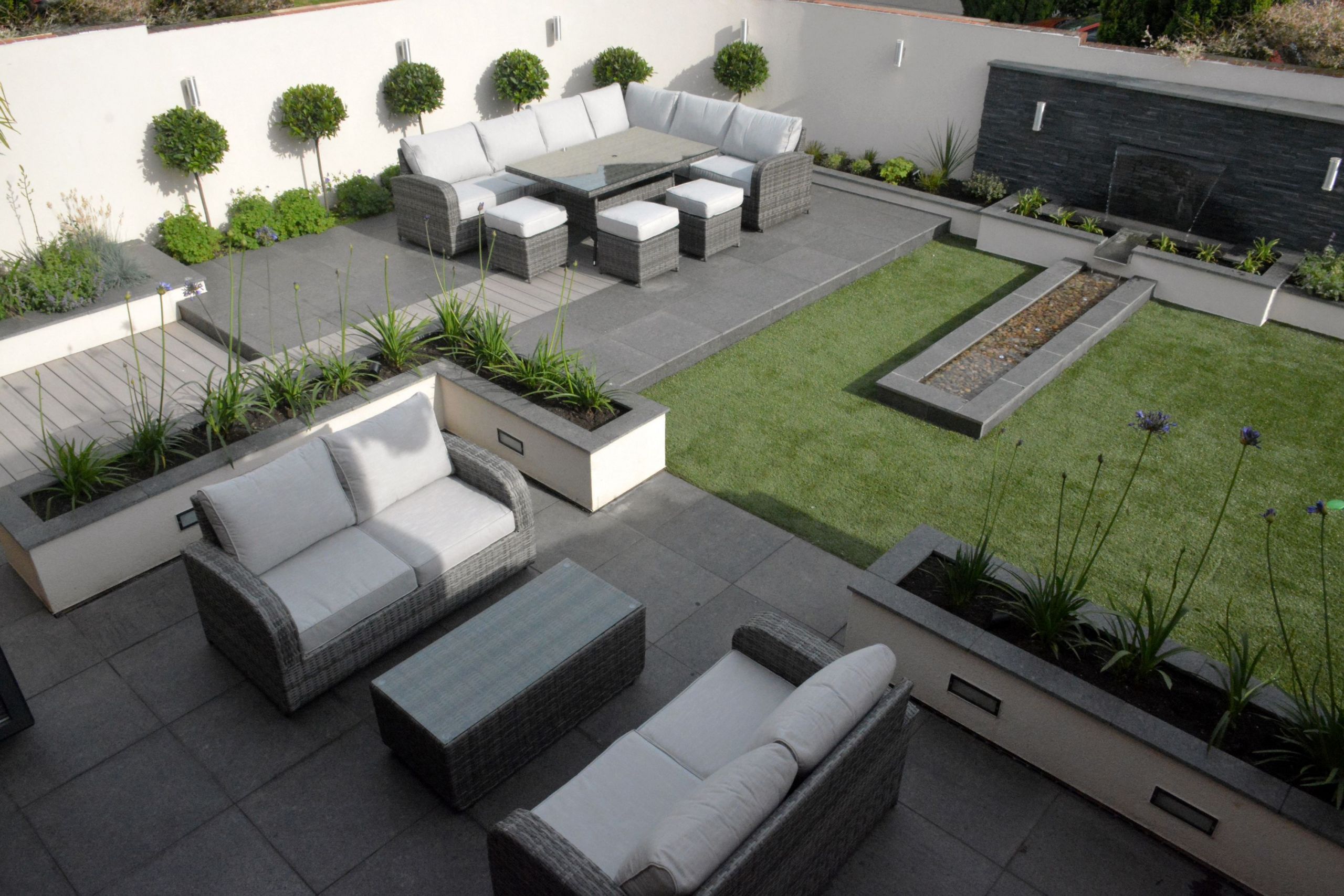 Garten Terrassengestaltung Elegant Contemporary Garden with Granite Paving and Posite