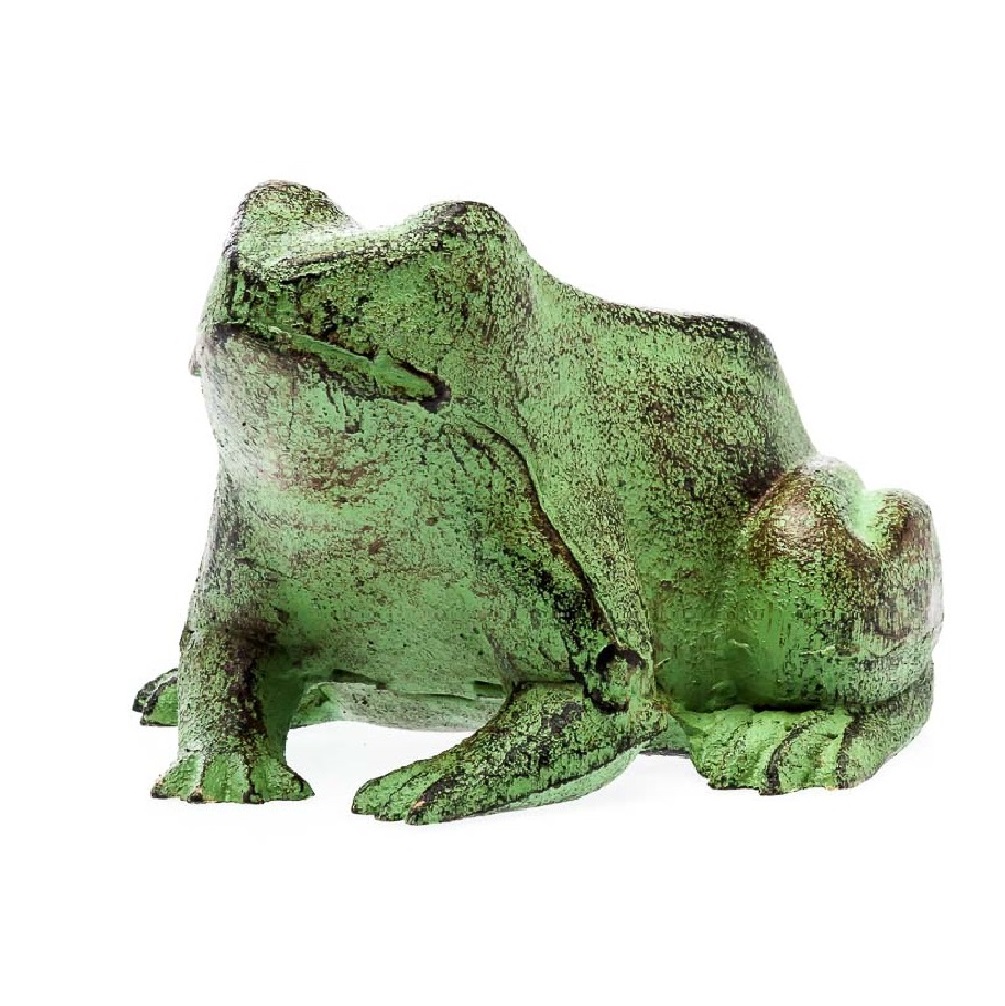 Gartendeko Antik Elegant Garden Figurine solid Frog Sculpture Antique Style Cast Iron Green
