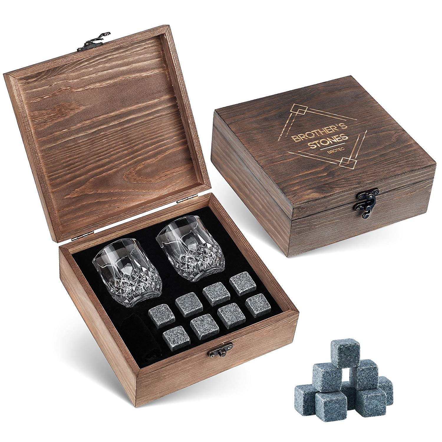 Gartendeko Aus Glas Elegant Whiskey Steine Geschenk Set – 8 Granit Chillen Whisky Rocks