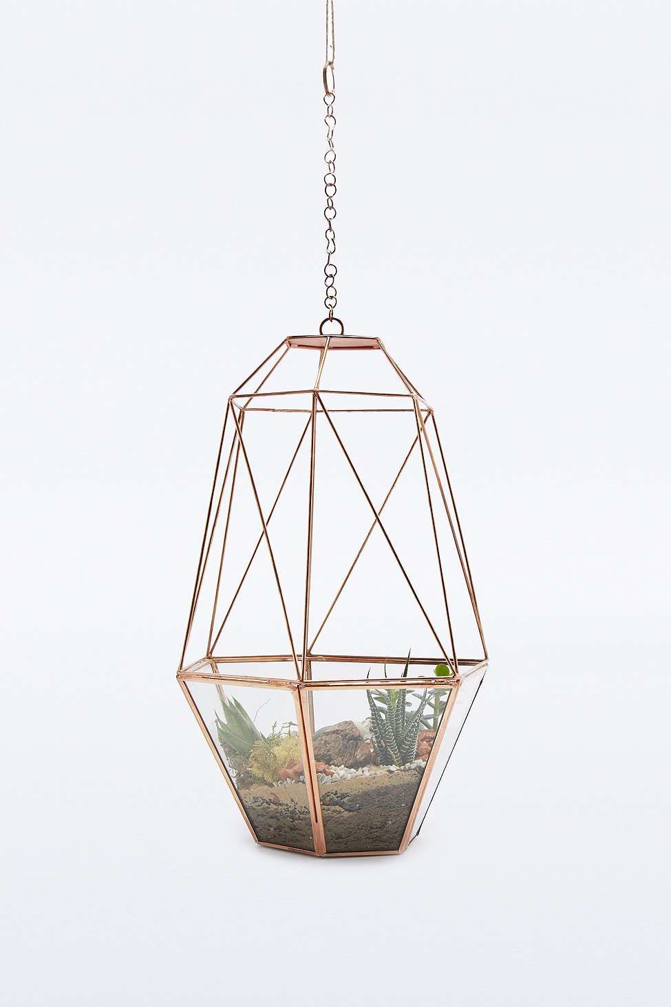 Gartendeko Licht Elegant Urban Grow Hanging Copper Cocoon Terrarium