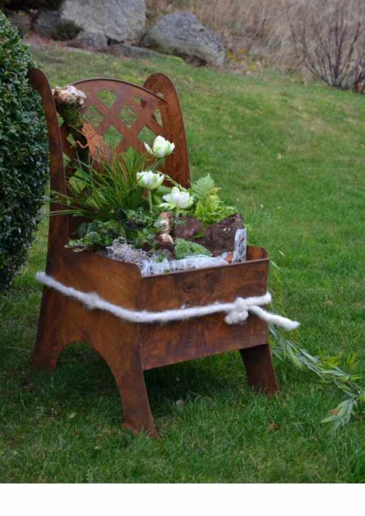 Gartendeko Rost SÃ¤ule Neu Metall Stuhl Garten Deko Idee Zum Beflanzen