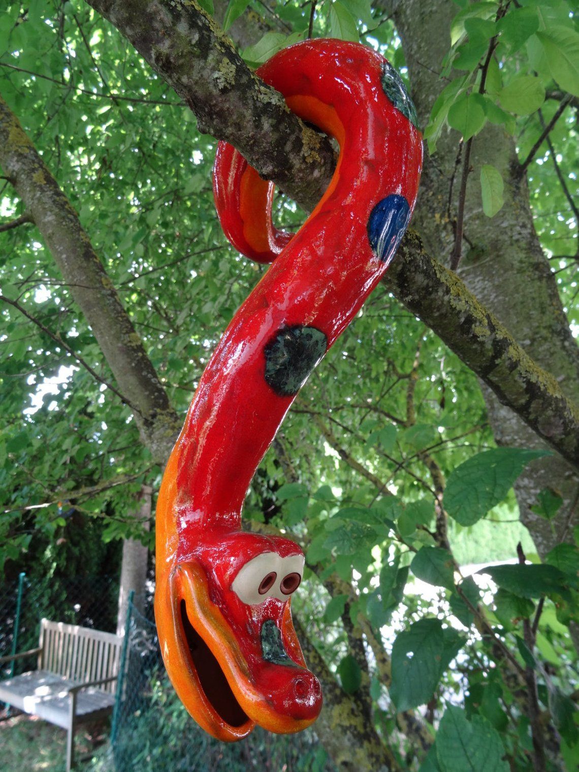 Gartendeko Vogel Elegant Baumschlange Aus Keramik Zum Hängen Frostsicher Unikat
