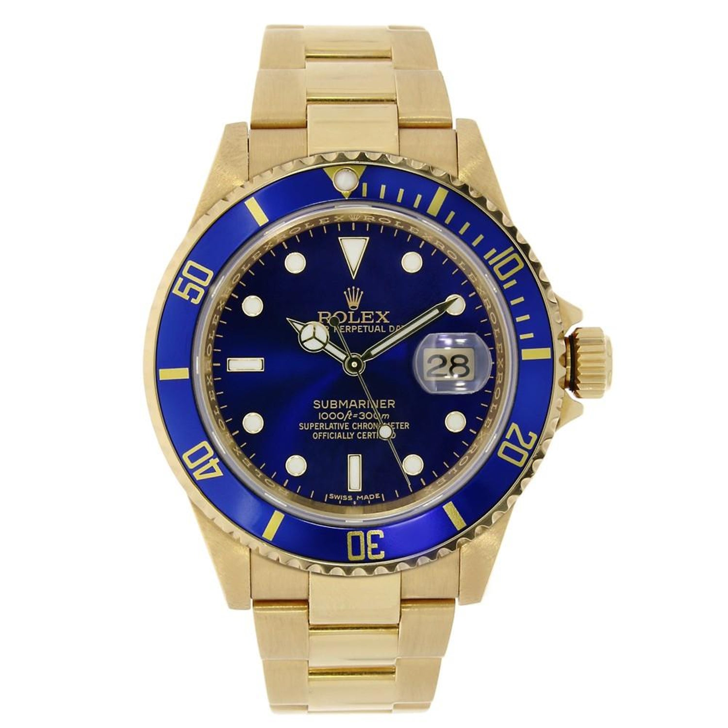 Gartendekoration Edelstahl Schön Certified Rolex Submariner Date Yellow Gold Watch Blue Dial