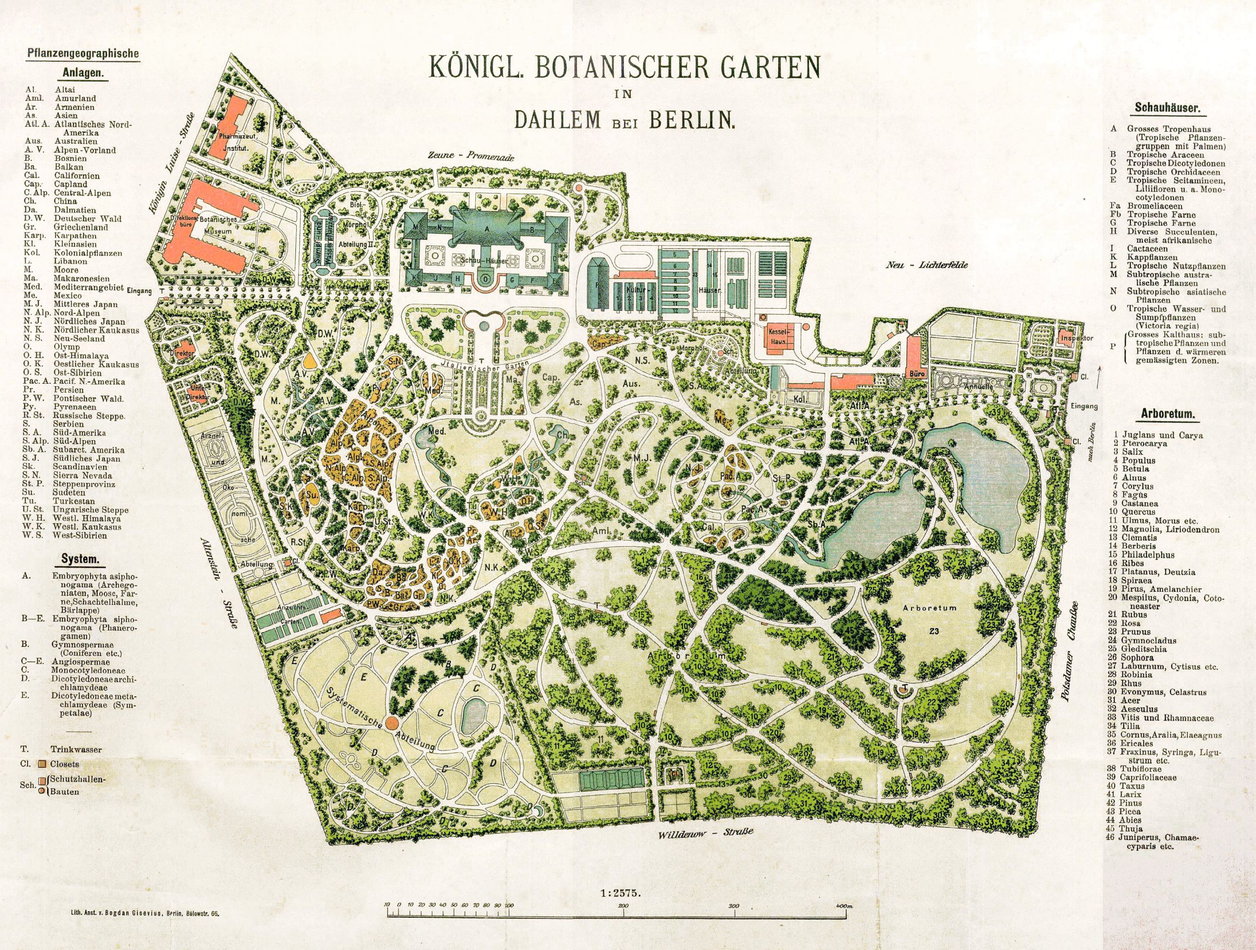 1909 Botanischer Garten Plan