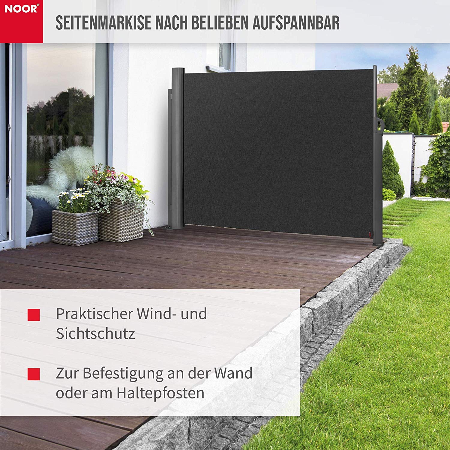 Exklusive Gartendeko Genial Noor Seitenmarkise Exklusiv 160×350 Cm Anthrazit Sichtschutz