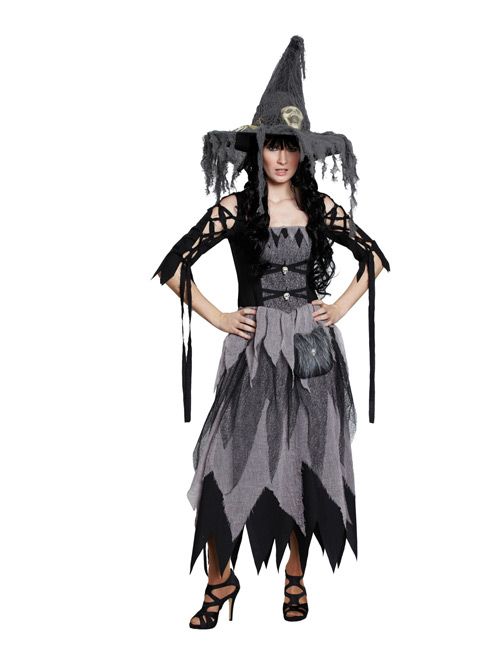 Halloween KostÃ¼m Damen GÃ¼nstig Inspirierend Hexe Gothic totenköpfe Halloween Damenkostüm Grau Schwarz