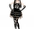 Halloween KostÃ¼m Damen Skelett Elegant Skeleton Mini Dress with Gloves for Halloween Karneval Uni
