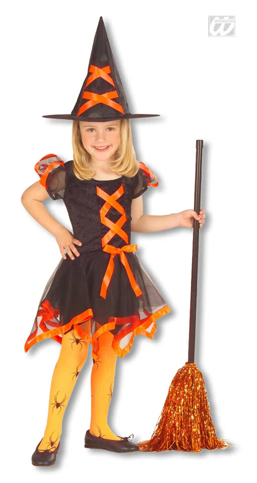 Halloween KostÃ¼m Hexe Frisch Hexen Kinderkostüm orange