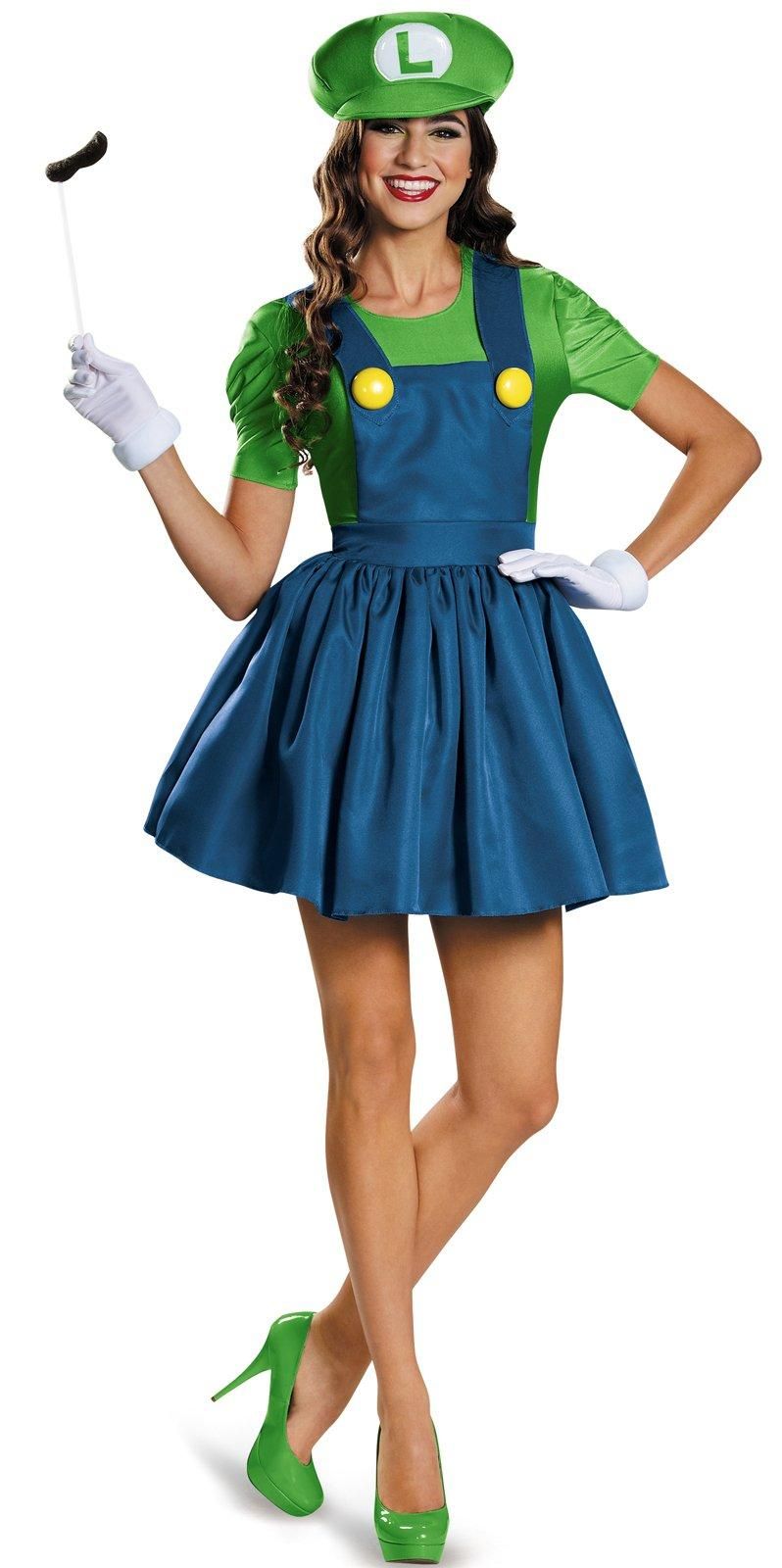 Halloween Outfit Damen Luxus Super Mario Womens Luigi W Skirt Costume