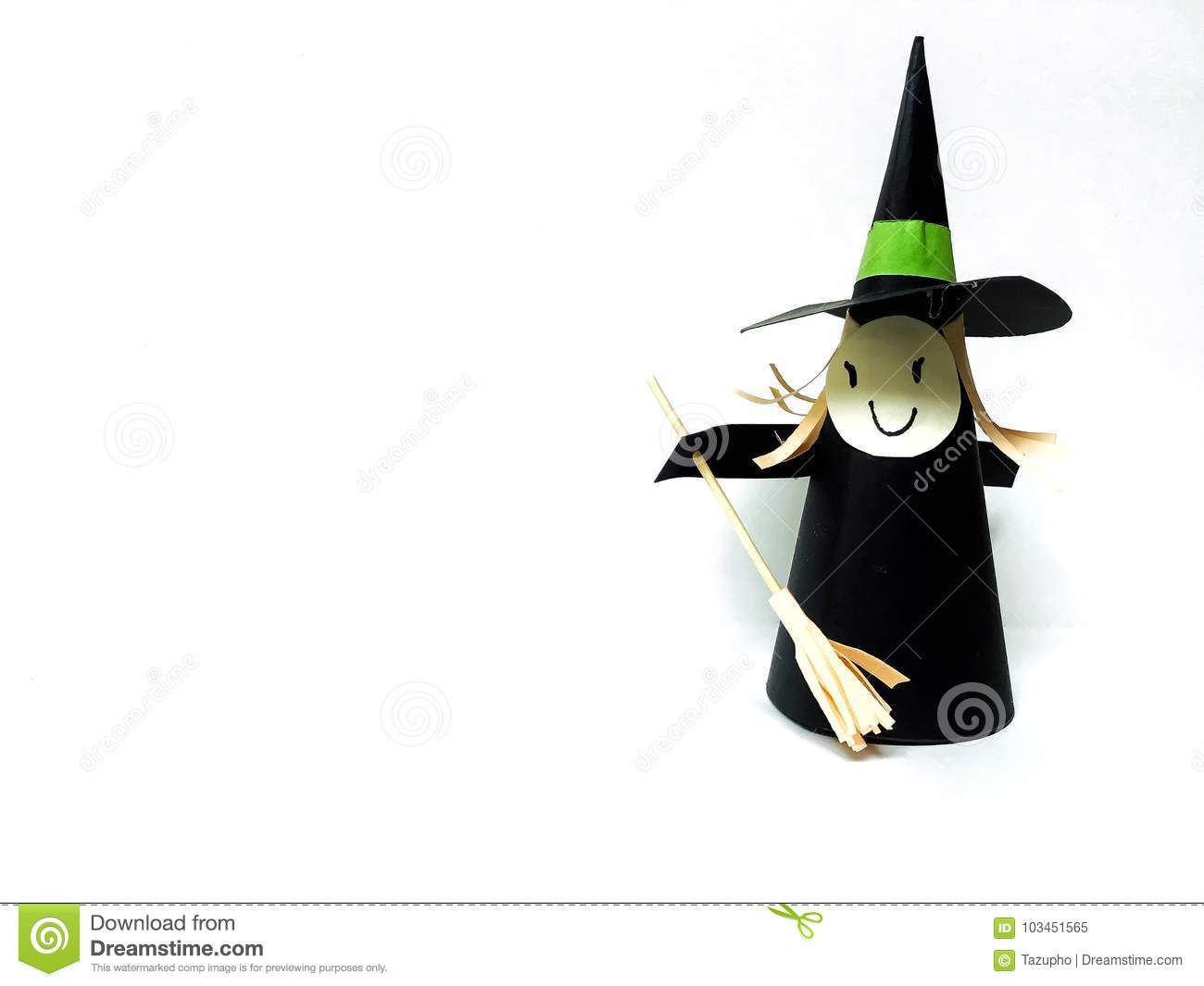 witch paper craft white background halloween diy halloween paper craft party ornament favor ideas witch paper craft