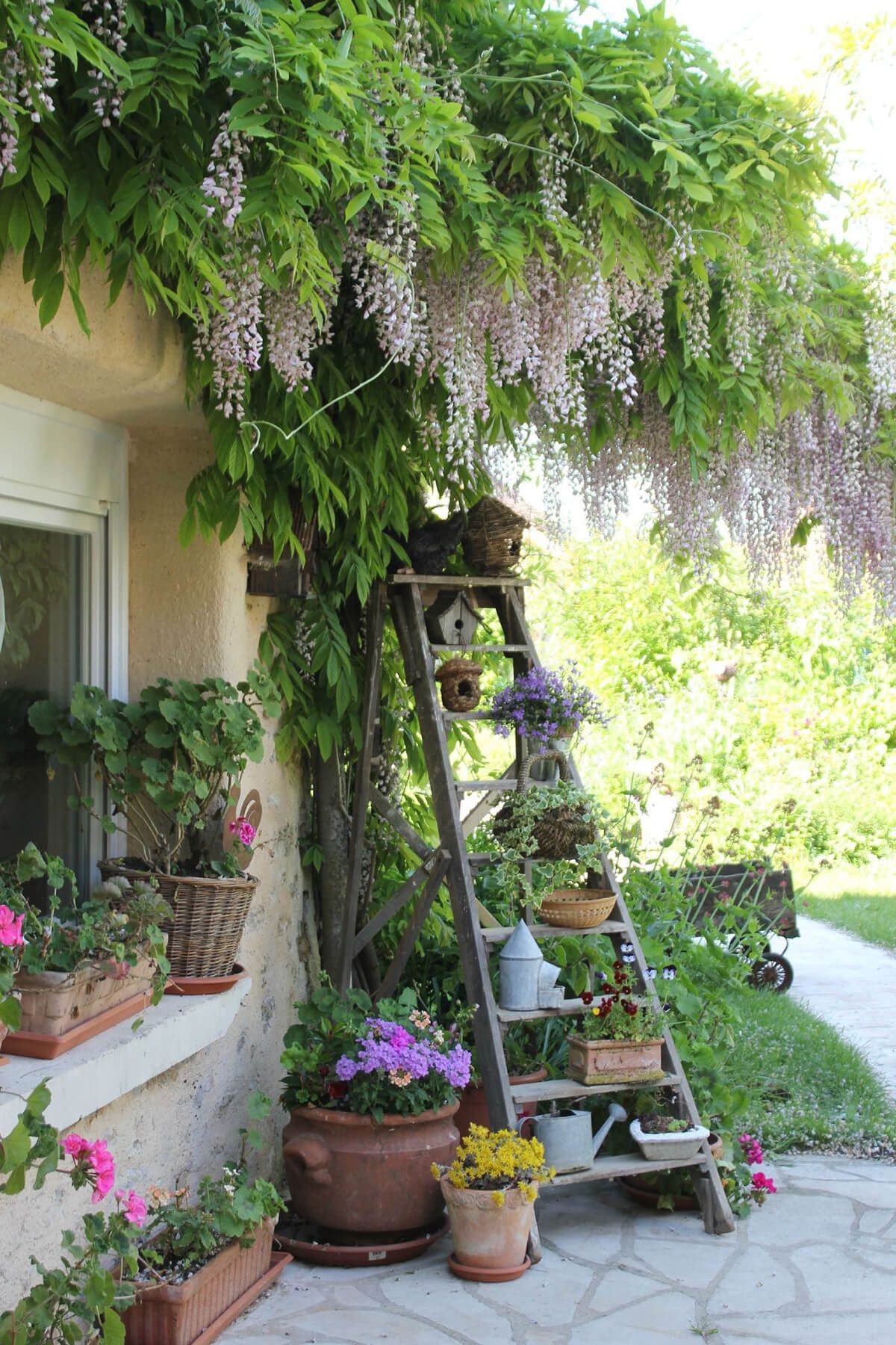 Hochzeit Gartendeko Schön Ladder Plant Stand with Birdhouses & Other Cottage Style