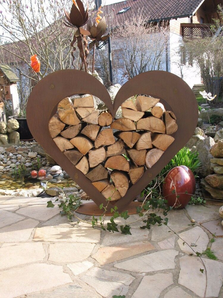 Holz Deko FÃ¼r DrauÃŸen Inspirierend Herz Aus Metall Holz Regal Edel Rost Garten Terrasse