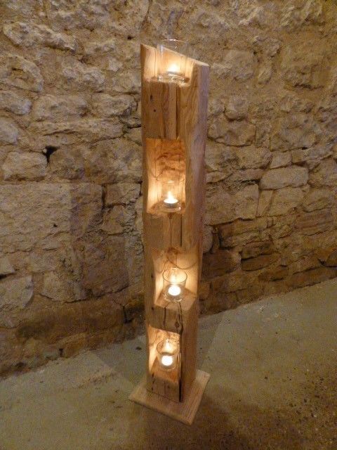 Holz Deko FÃ¼r DrauÃŸen Inspirierend Windlicht Unikat Aus Altem Holzbalken Stele Deko Skulptur