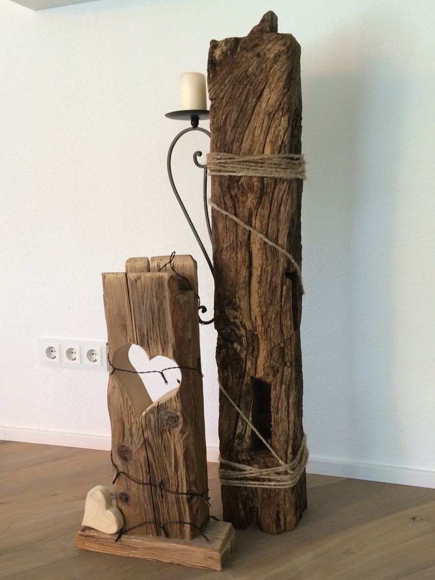 Holz Deko FÃ¼r DrauÃŸen Luxus Eichenbalken Mit Kordel Und Kerzenhalter
