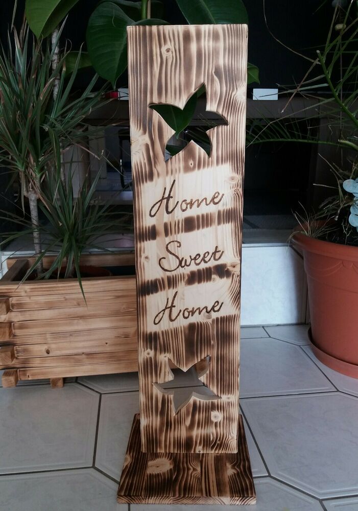 Holz Deko FÃ¼r DrauÃŸen Neu Holz Deko Schild Geflammt Home Sweet Home