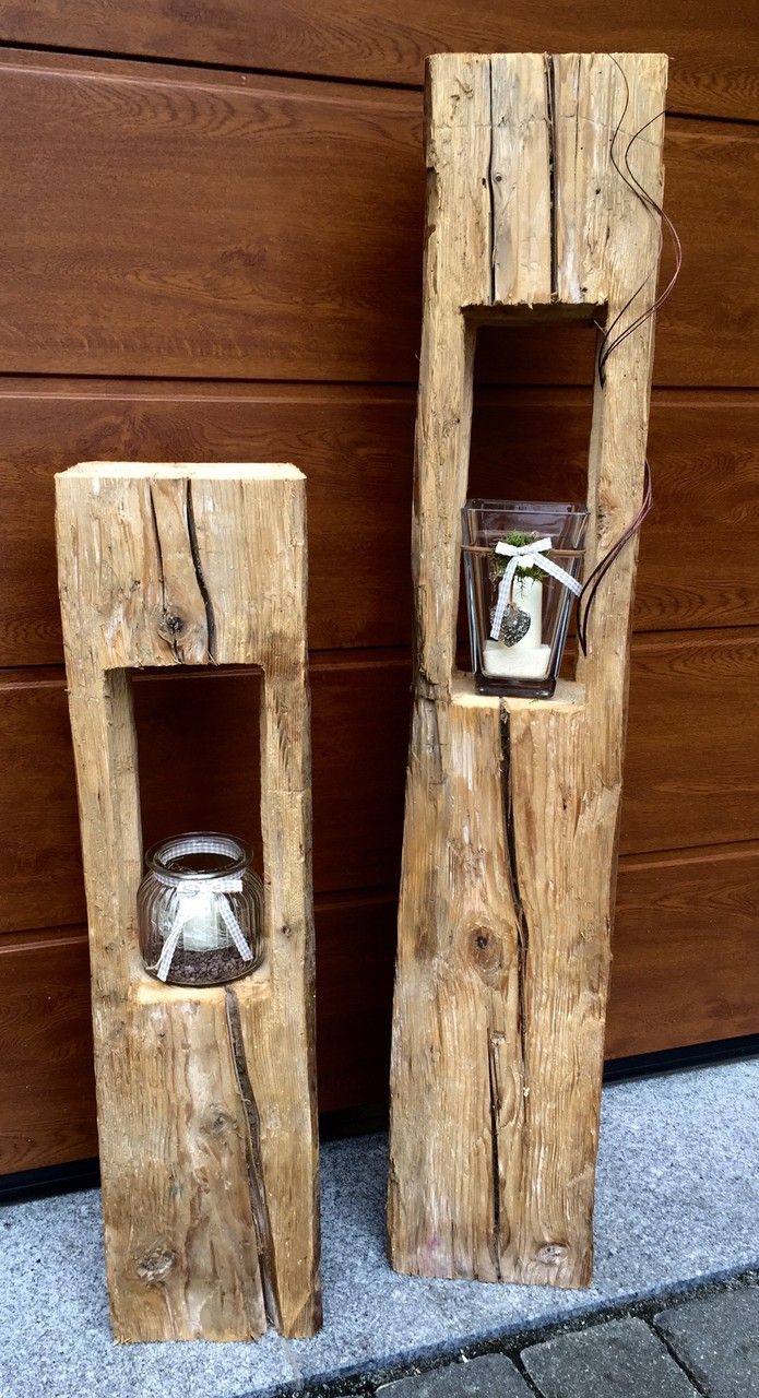 Holzdeko DrauÃŸen Elegant Holzlaternen Holzfüchse Nature Crafts