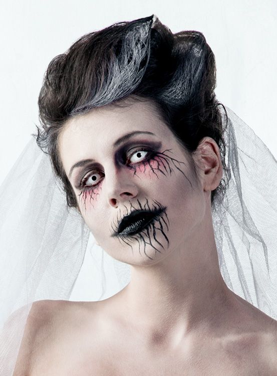 Horror Braut KostÃ¼m Frisch Geisterbraut Halloween Make Up
