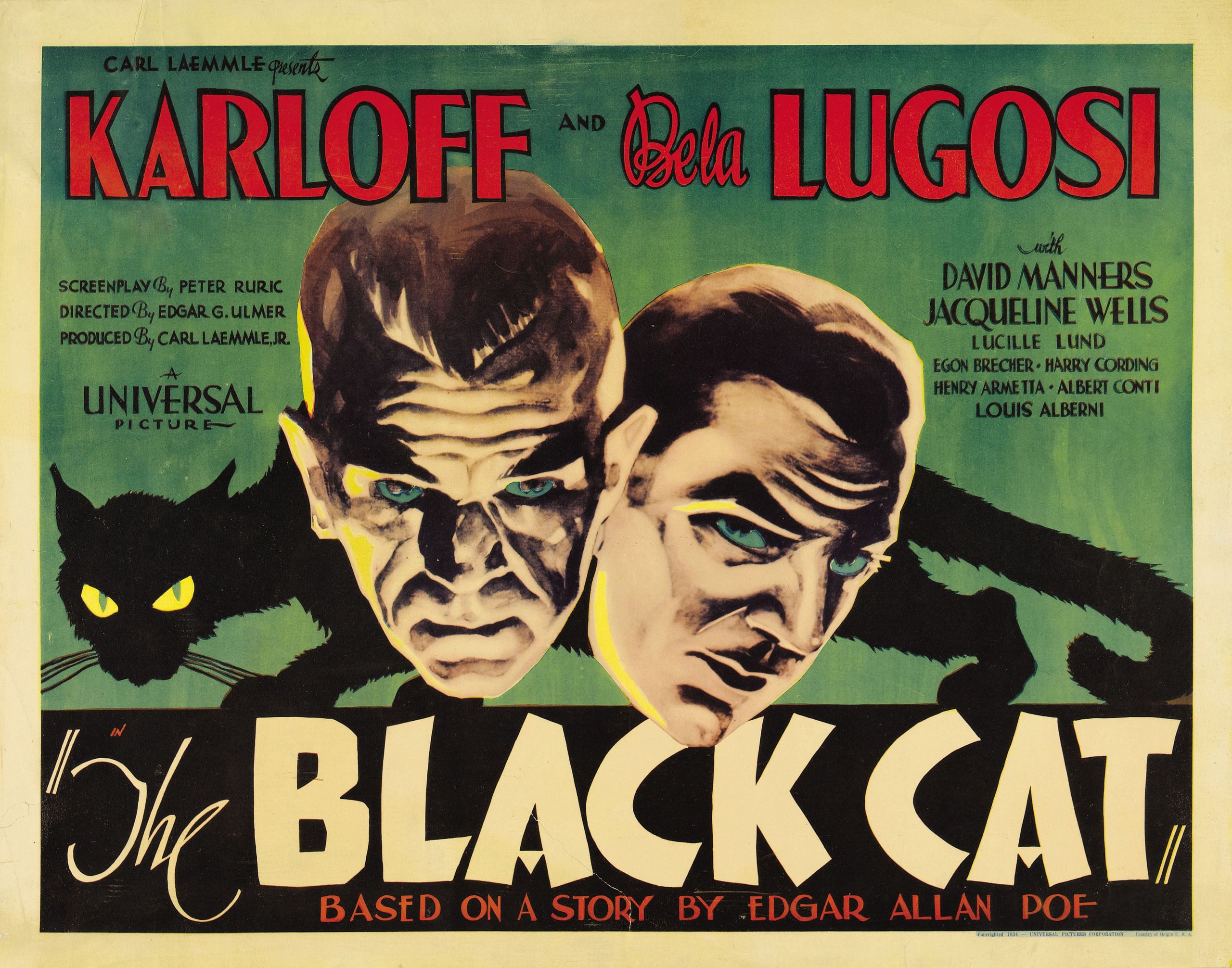 Horror Deko Inspirierend the Black Cat 1934 Poster Art