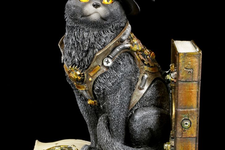 Katzen Deko Shop Genial Buchstütze Steampunk Katze Purring Pioneer