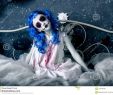 Kleid Halloween Neu Little Blue Hair Girl In Bloody Dress with Scary Halloween