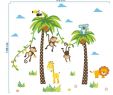 Kreative Wanddeko Luxus Großhandel Cartoon Monkey Swing Auf Dem Coconut Tree Wandaufkleber Für Kinder Babys Zimmer Wanddekoration Cloud Gras Vogel Elefant Giraffe Wandbild
