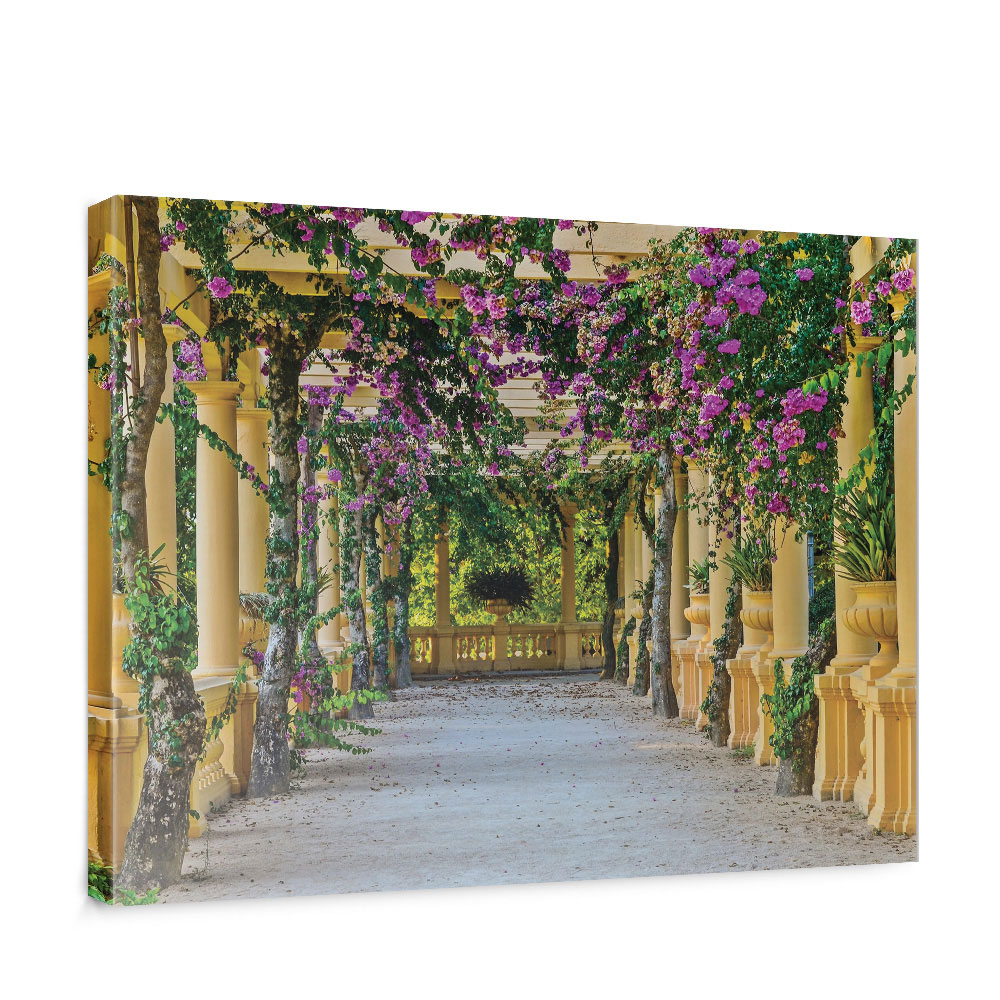 Mediteraner Garten Elegant Leinwandbild Säulengang Garten Mediterran Flieder