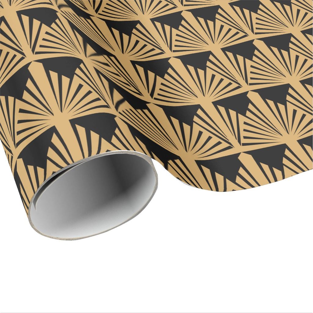 Metall Deko Shop Schön Gold and Black Art Deco Pattern Wrapping Paper