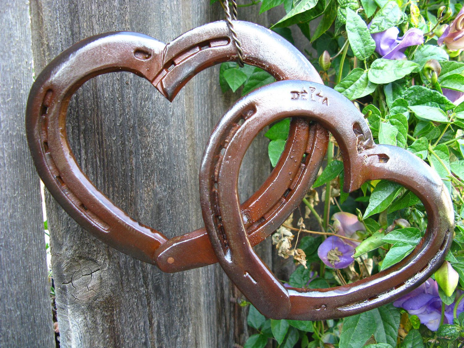 Metallkunst Garten Genial Two Hearts as E Welded Hanging Horseshoe Hearts