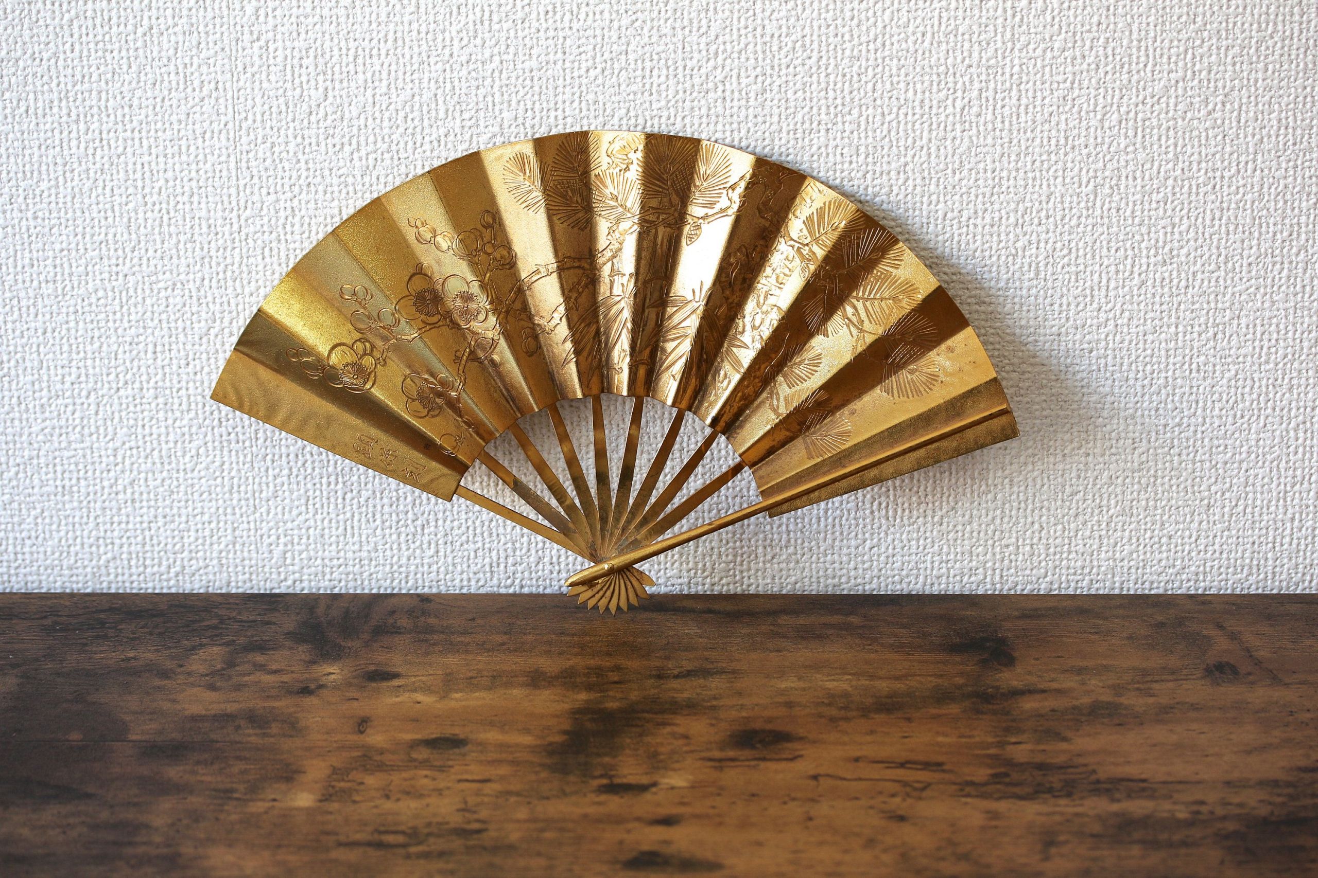 Metallplatte Rostig Best Of Vintage Metal ornament Hand Fan Golden Fan Home Decor