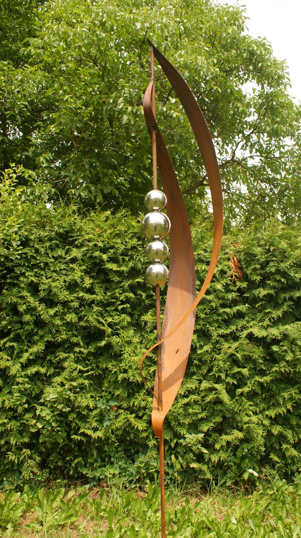 Metallskulpturen FÃ¼r Den Garten Inspirierend Gartendeko Shop Garten Skulptur Rost Mit 4 Edelstahlkugeln